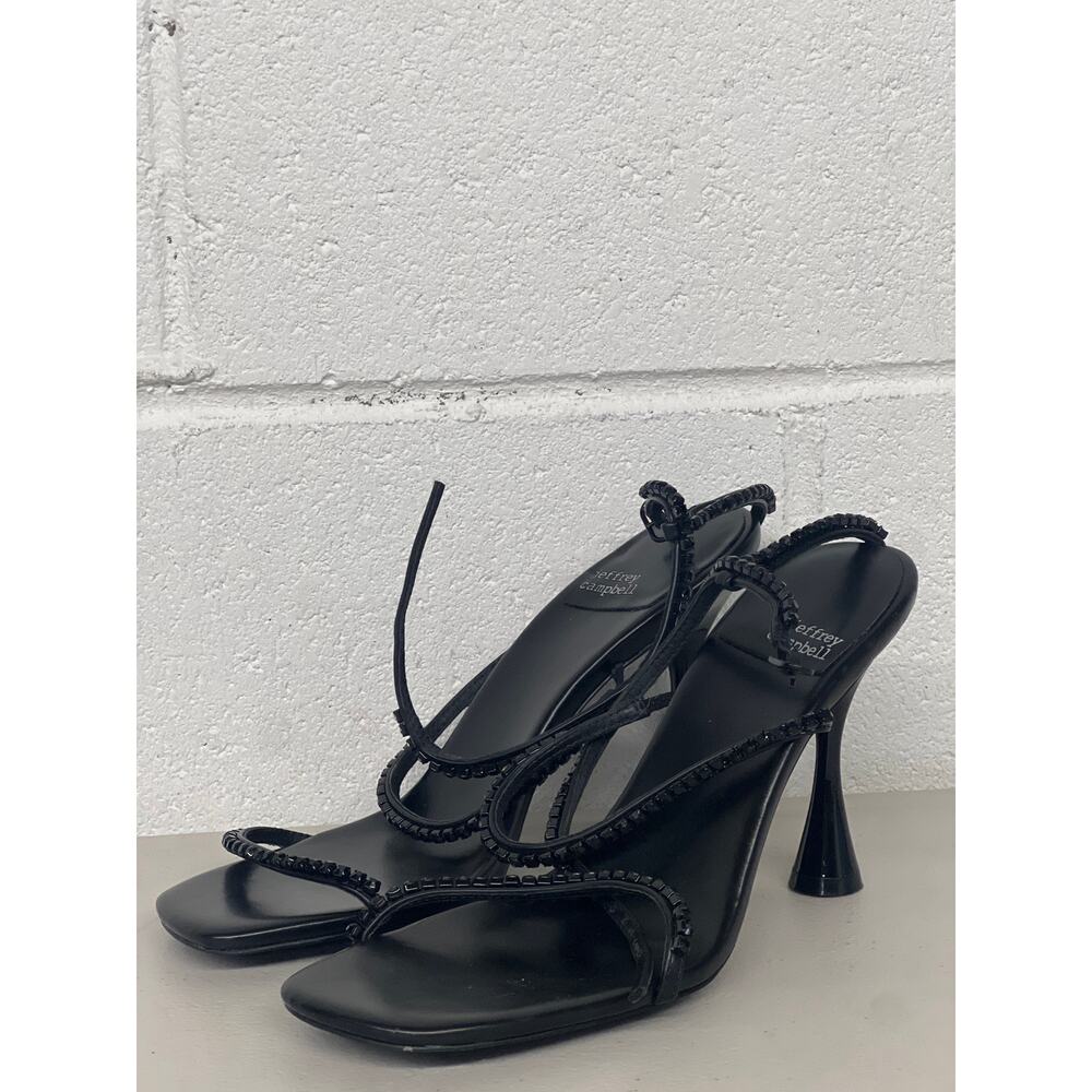 New Sz 9 Jeffrey Campbell black strappy rhinestone sandels heels jewel wedding